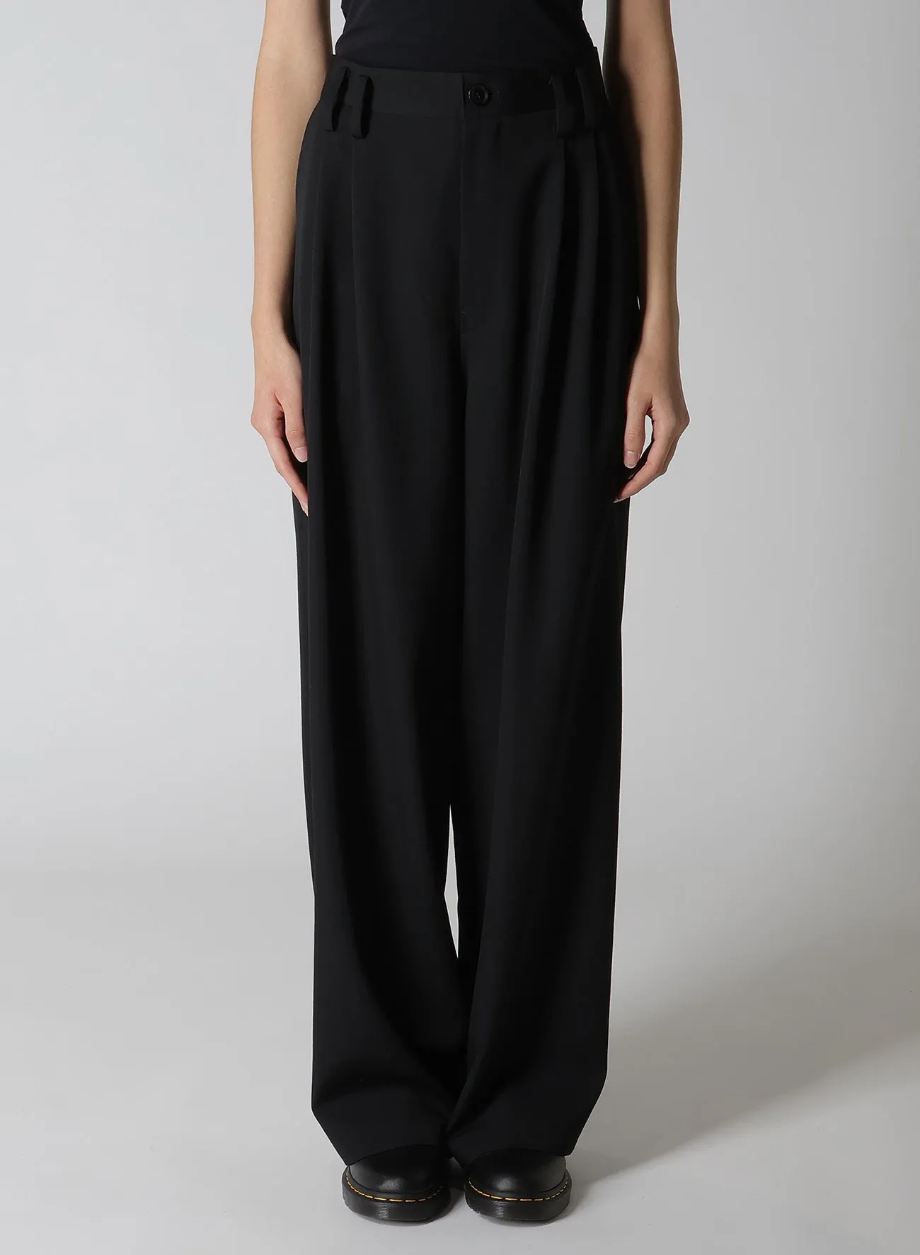 WOOL GABARDINE FRONT DOUBLE TUCKED PANTS sold by Yohji Yamamoto product image thumbnail 4