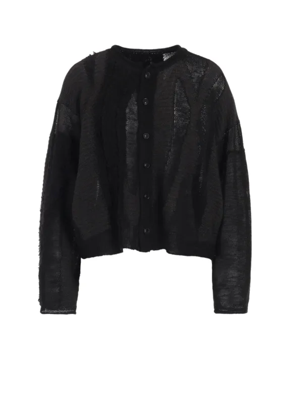 SHEER INTERSIA JACQUARD CREW NECK RELAXED CARDIGAN sold by Yohji Yamamoto