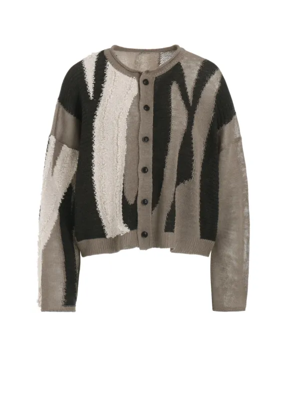 SHEER INTERSIA JACQUARD CREW NECK RELAXED CARDIGAN sold by Yohji Yamamoto