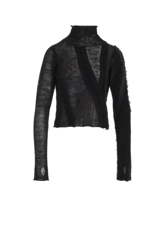 SHEER INTERSIA JACQUARD HIGH NECK SHORT PULLOVER sold by Yohji Yamamoto