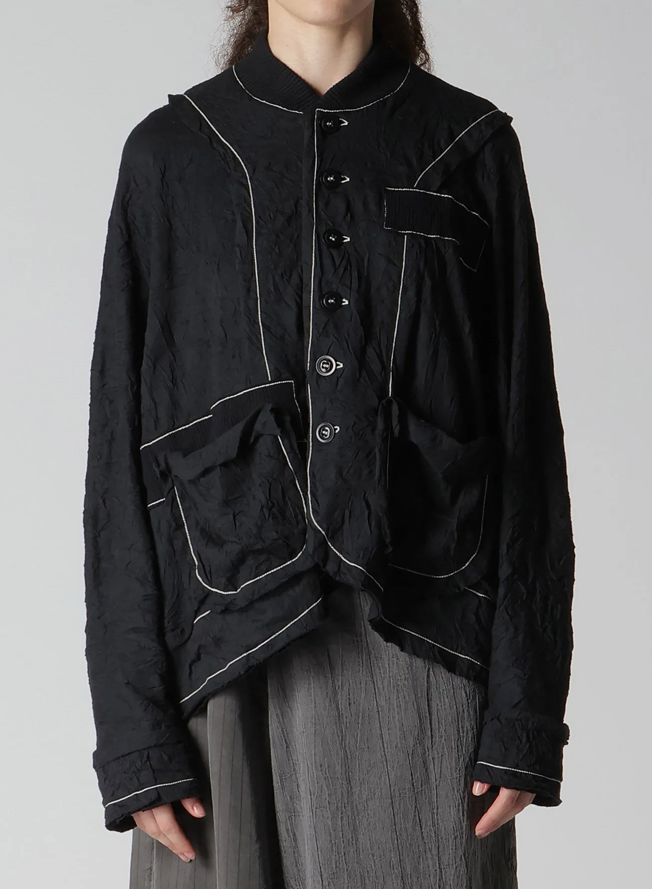 CRINKLED JERSERY CUT OFF DOUBLED JACKET sold by Yohji Yamamoto product image thumbnail 4