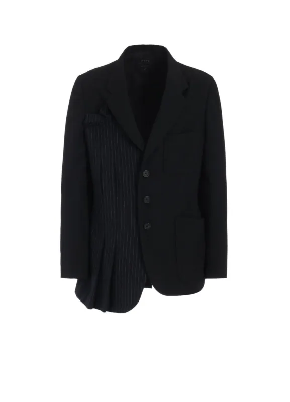 WASHER WOOL GABARDINE ASYMMETRICAL PLEATED JACKET sold by Yohji Yamamoto
