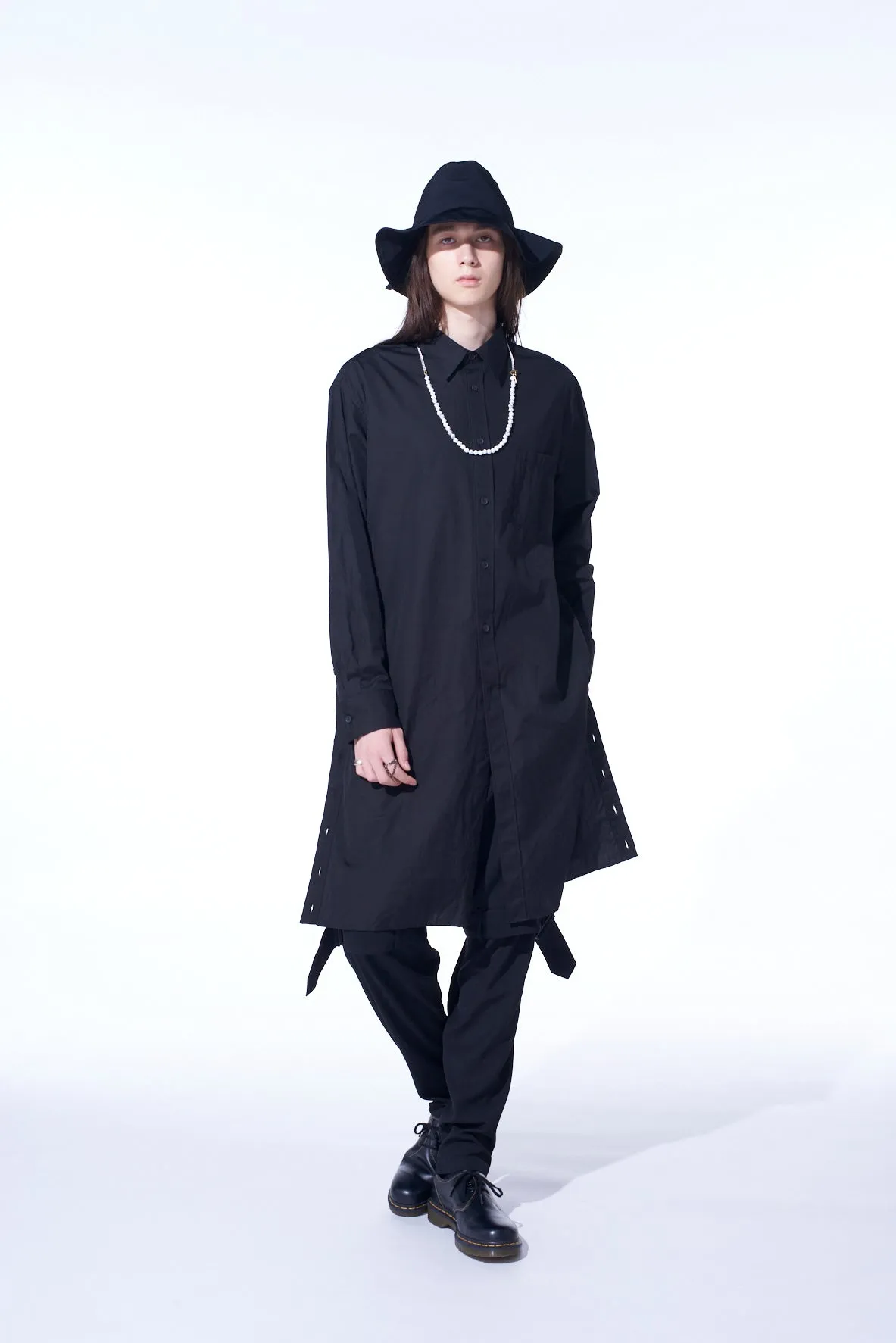 COTTON BROAD BUTTON SLITS LONG SHIRT sold by Yohji Yamamoto product image thumbnail 2