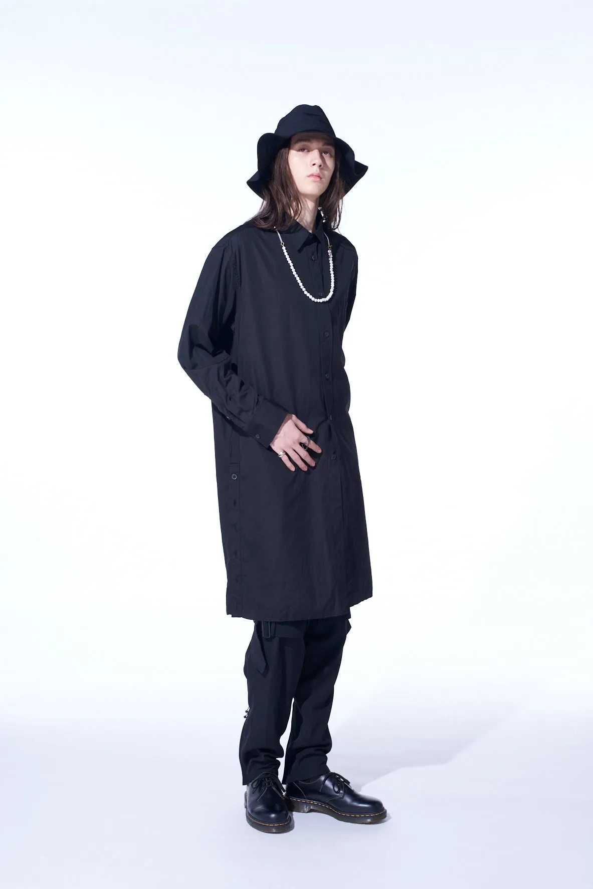 COTTON BROAD BUTTON SLITS LONG SHIRT sold by Yohji Yamamoto product image thumbnail 5