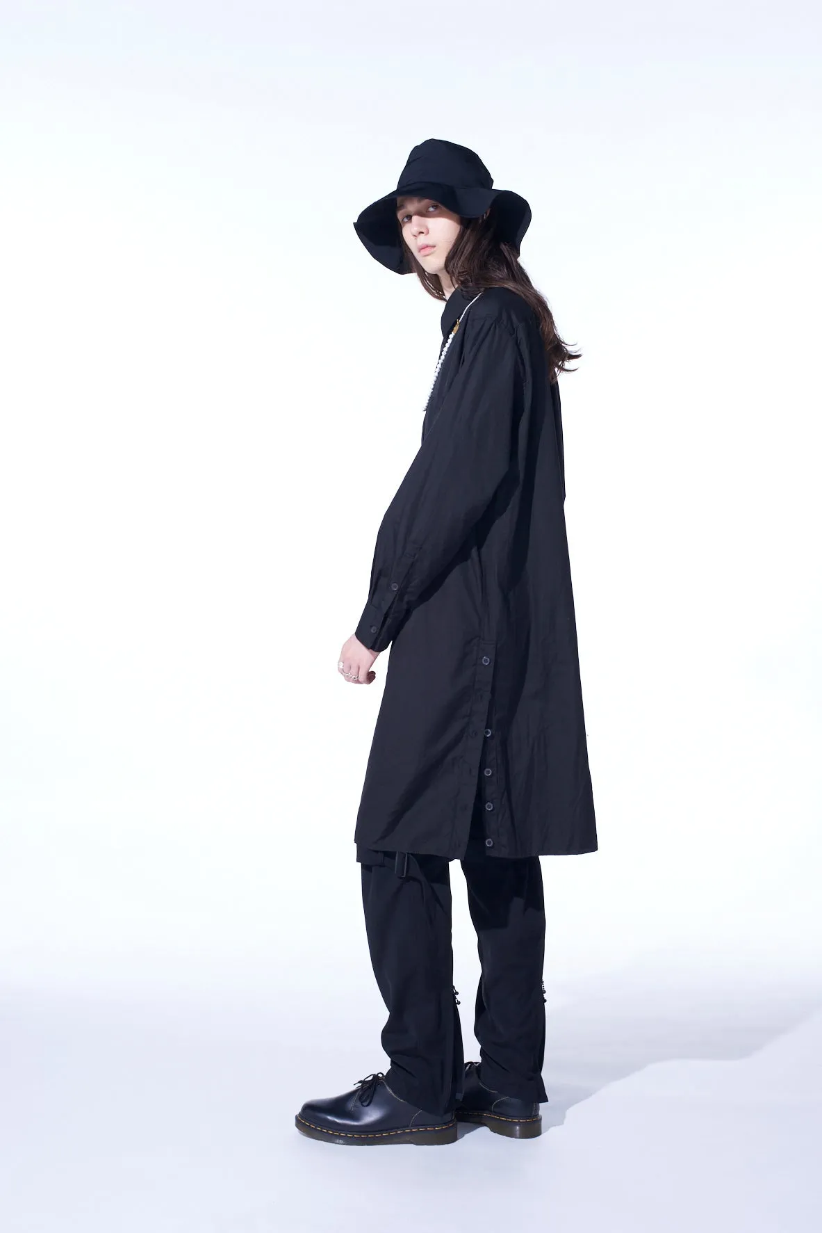 COTTON BROAD BUTTON SLITS LONG SHIRT sold by Yohji Yamamoto product image thumbnail 3