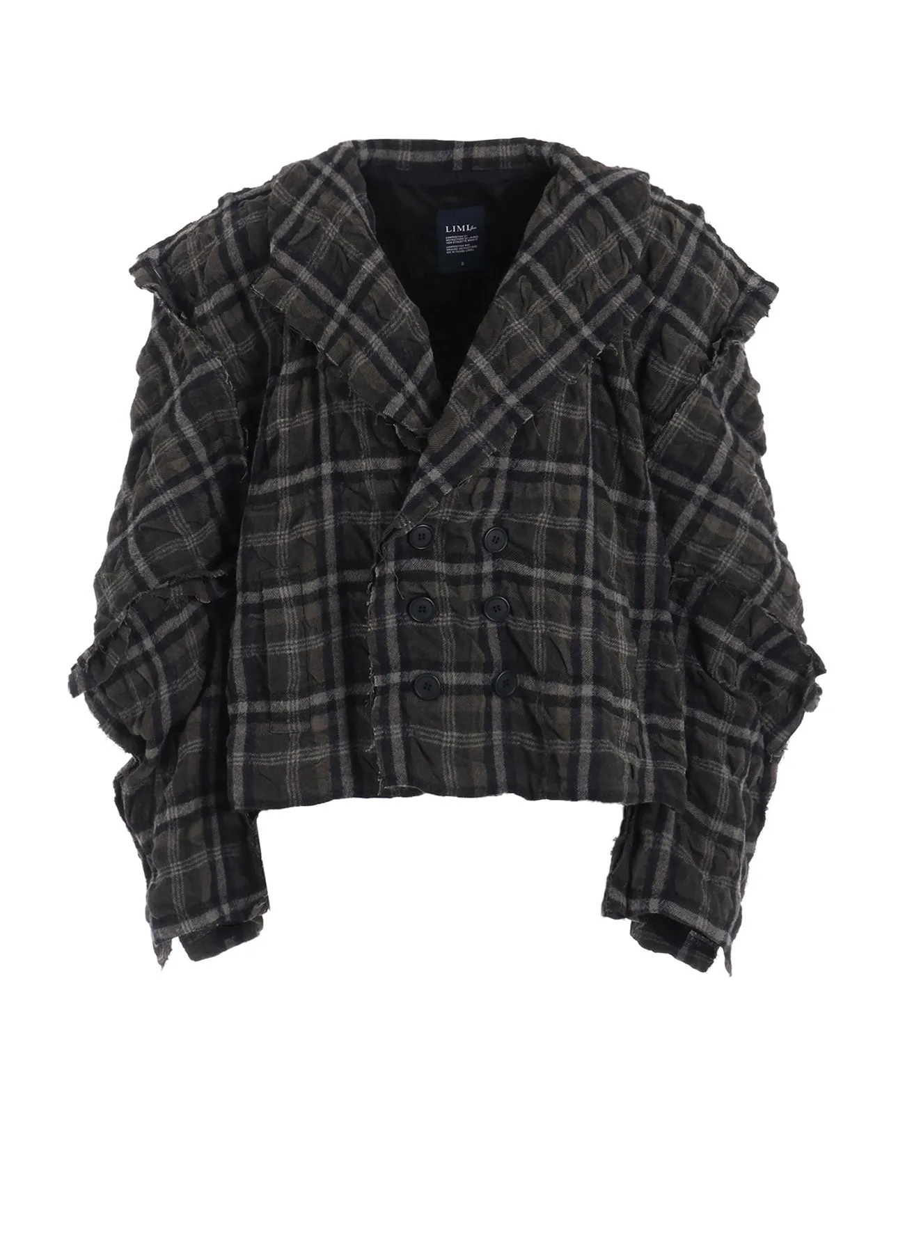 INK DYEING PLAID BOX JACKET B sold by Yohji Yamamoto