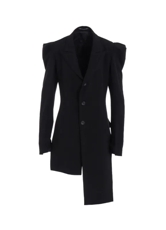 DAMAGED GABARDINE SLV GUSSET UNBALANCE LONG JACKET sold by Yohji Yamamoto