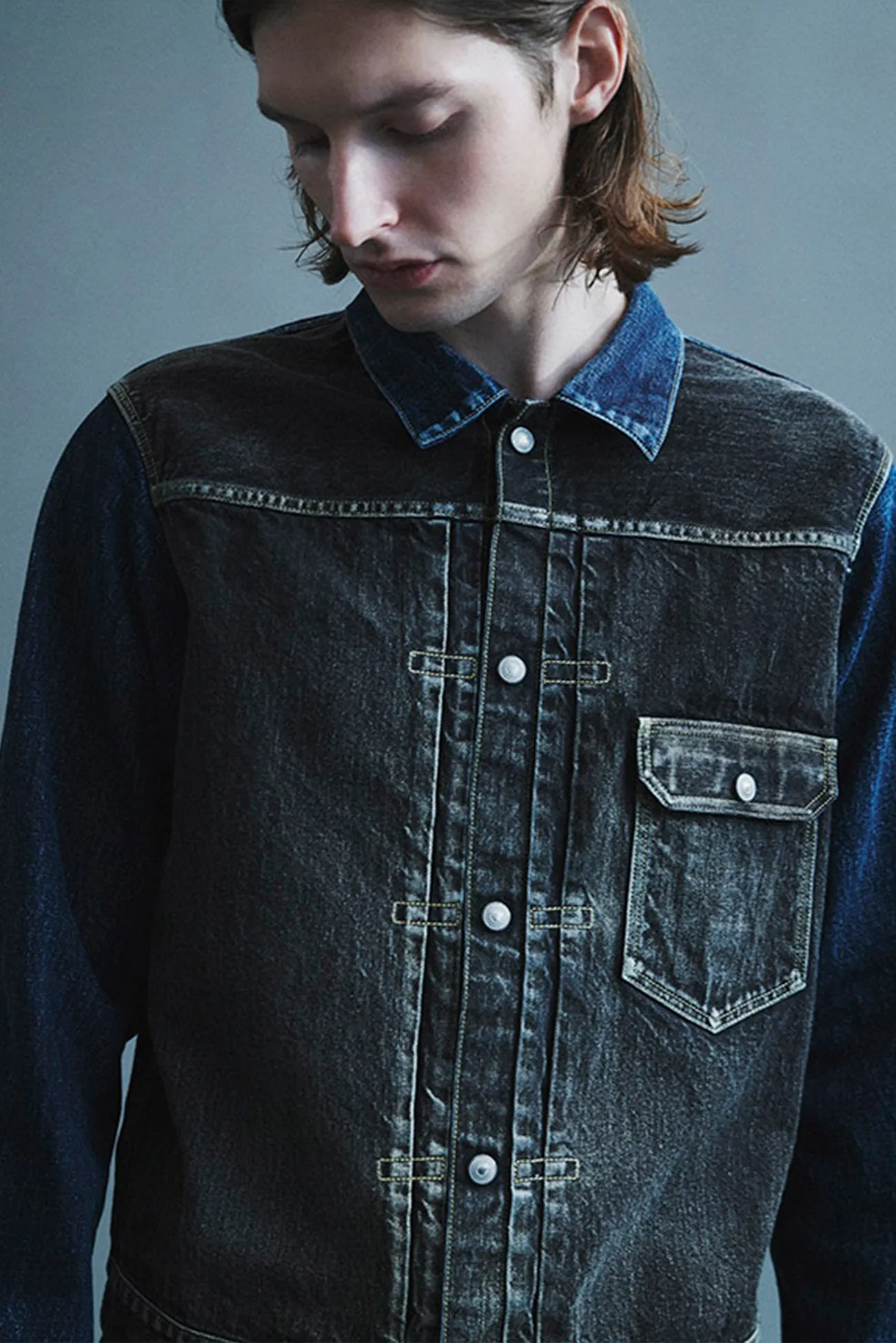 SP 14OZ/MW BICOLOR DENIM JACKET sold by Yohji Yamamoto product image thumbnail 4