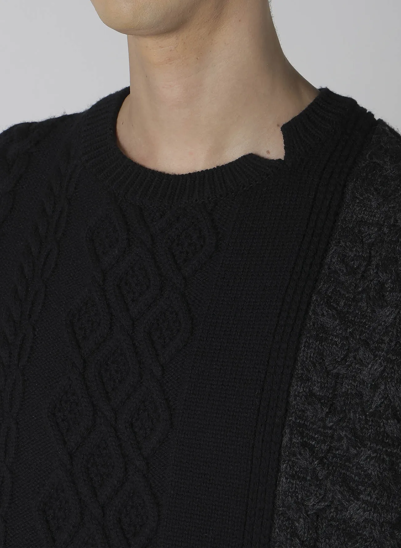 5G CROSS PATTERN SWITCHING ROUND NECK sold by Yohji Yamamoto product image thumbnail 3