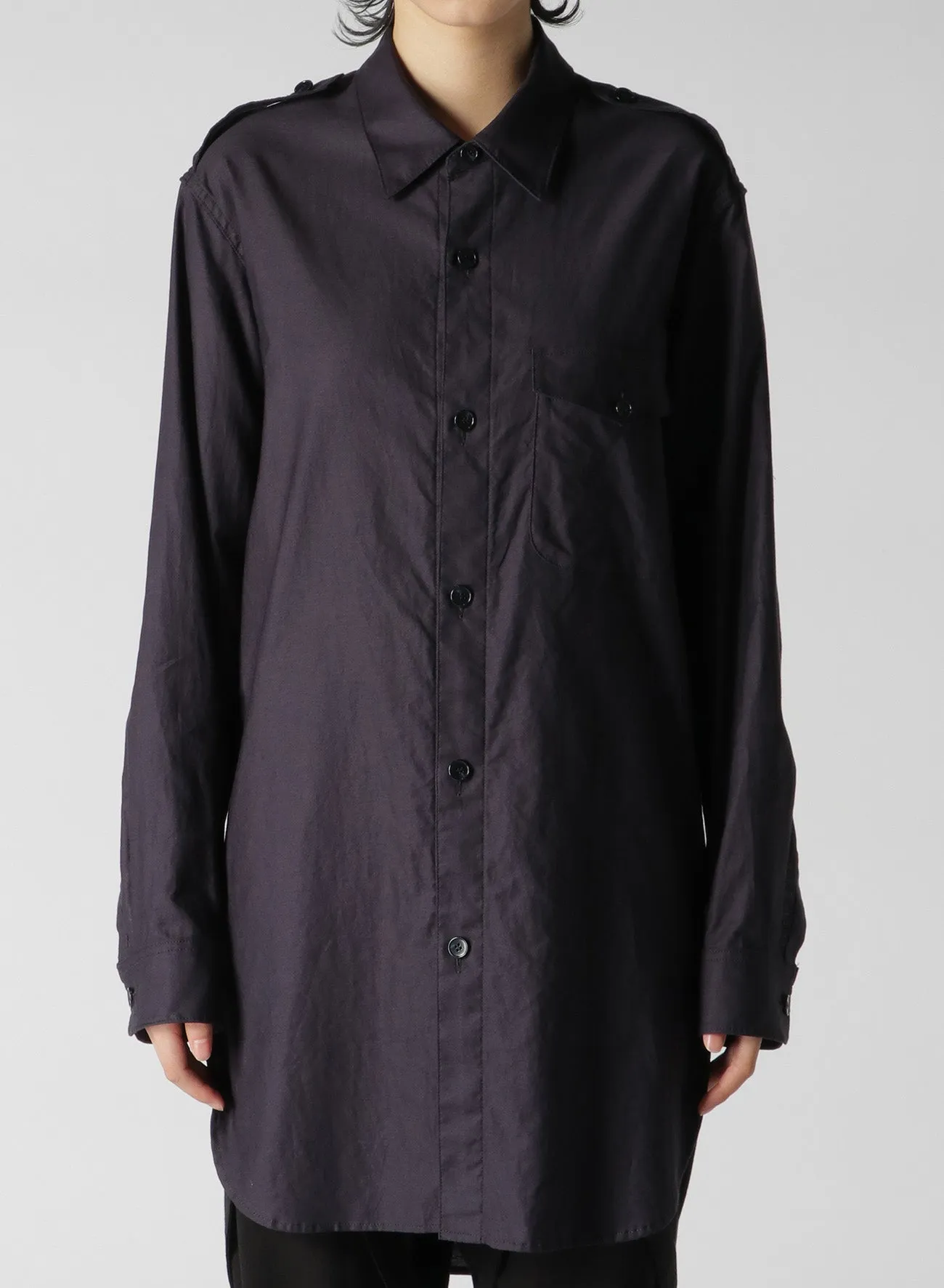 COTTON TWILL SHIRT WITH EPAULETTES sold by Yohji Yamamoto product image thumbnail 4