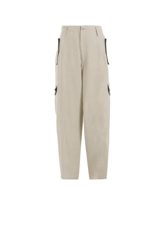 COTTON LINEN DOUBLE SATIN PANTS WITH FLAP POCKET sold by Yohji Yamamoto