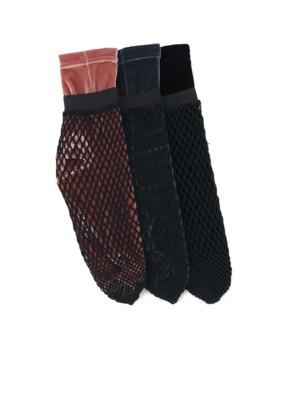 Stretch Velour Net Layered Socks sold by Yohji Yamamoto