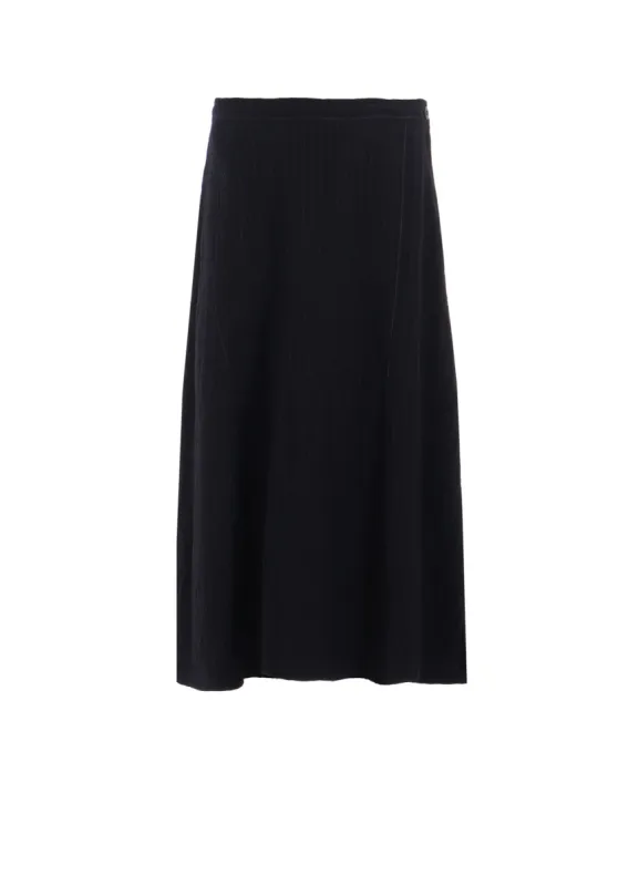 WOOL PINSTRIPE ASYMMETRIC FLARE SKIRT sold by Yohji Yamamoto