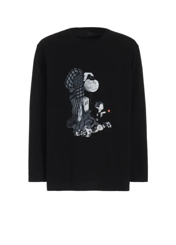 "FLOWERS AND LANTERNS" UKIYO-E GRAPHIC LONG-SLEEVED T-SHIRT sold by Yohji Yamamoto