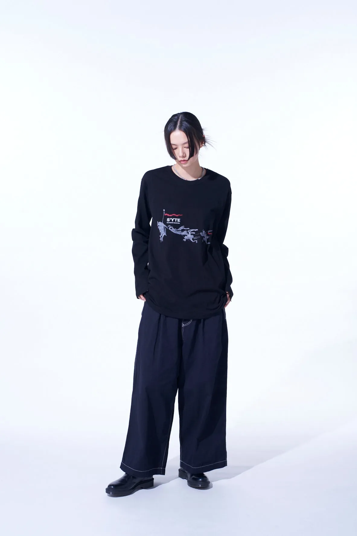 "THREE DEMONS" GRAPHIC LONG-SLEEVED T-SHIRT sold by Yohji Yamamoto product image thumbnail 2