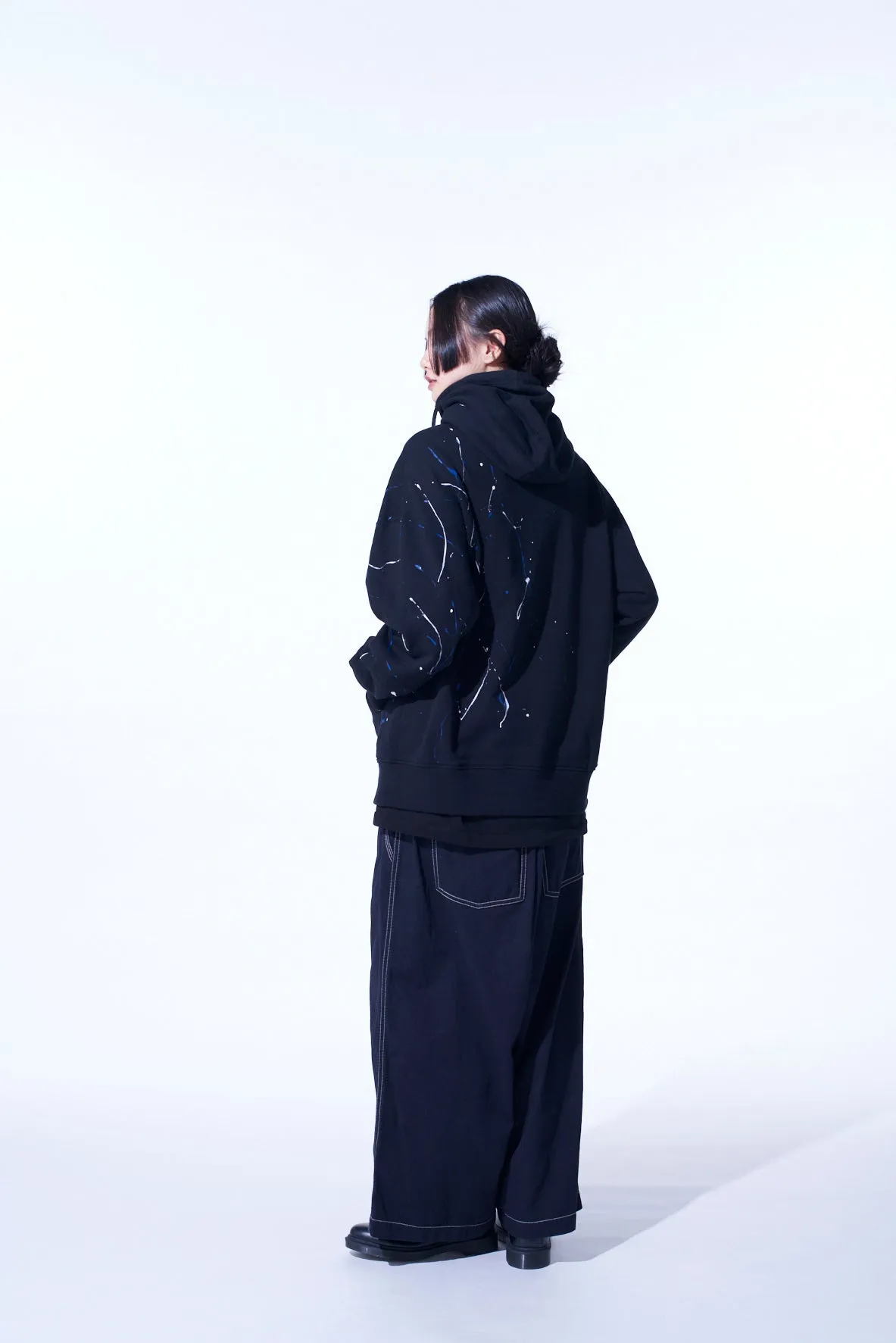 FRENCH TERRY SPLASH PAINTED ZIP-UP HOODIE BLUE sold by Yohji Yamamoto product image thumbnail 3