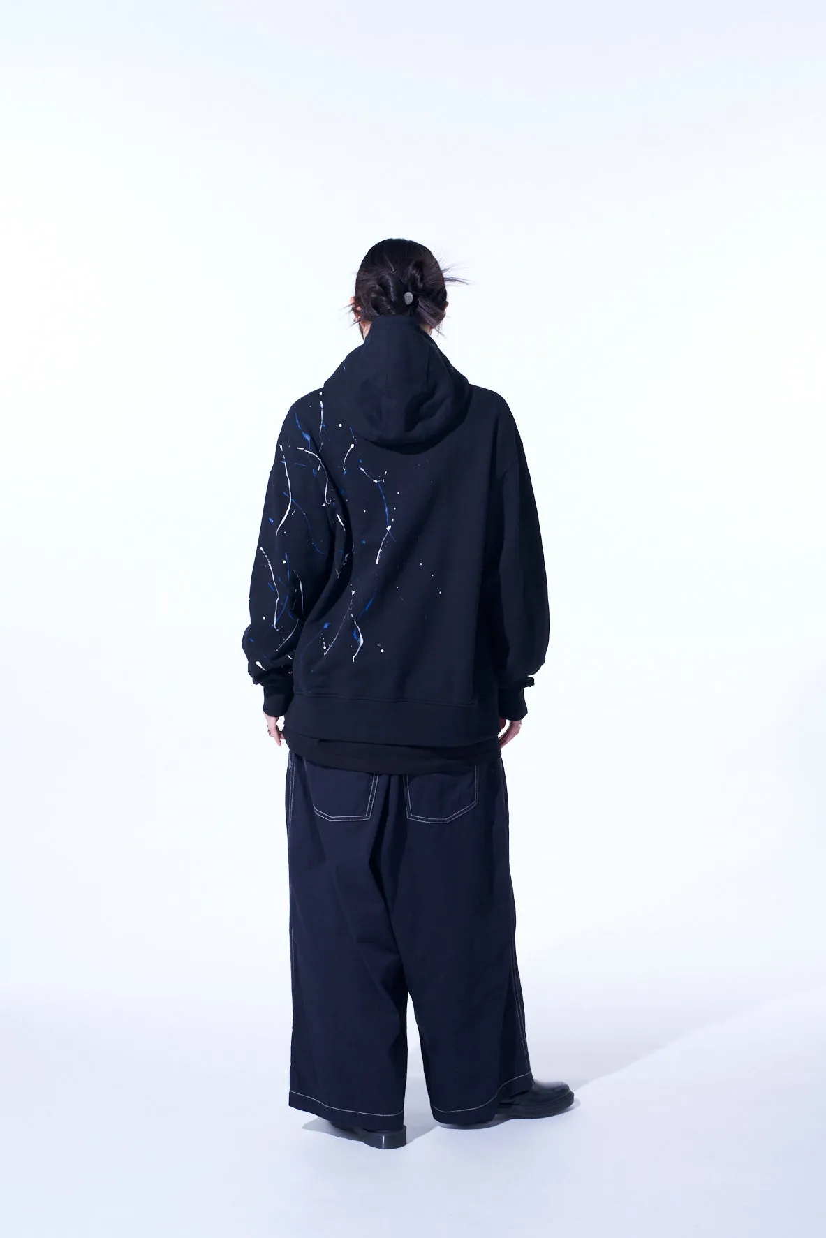 FRENCH TERRY SPLASH PAINTED ZIP-UP HOODIE BLUE sold by Yohji Yamamoto product image thumbnail 4