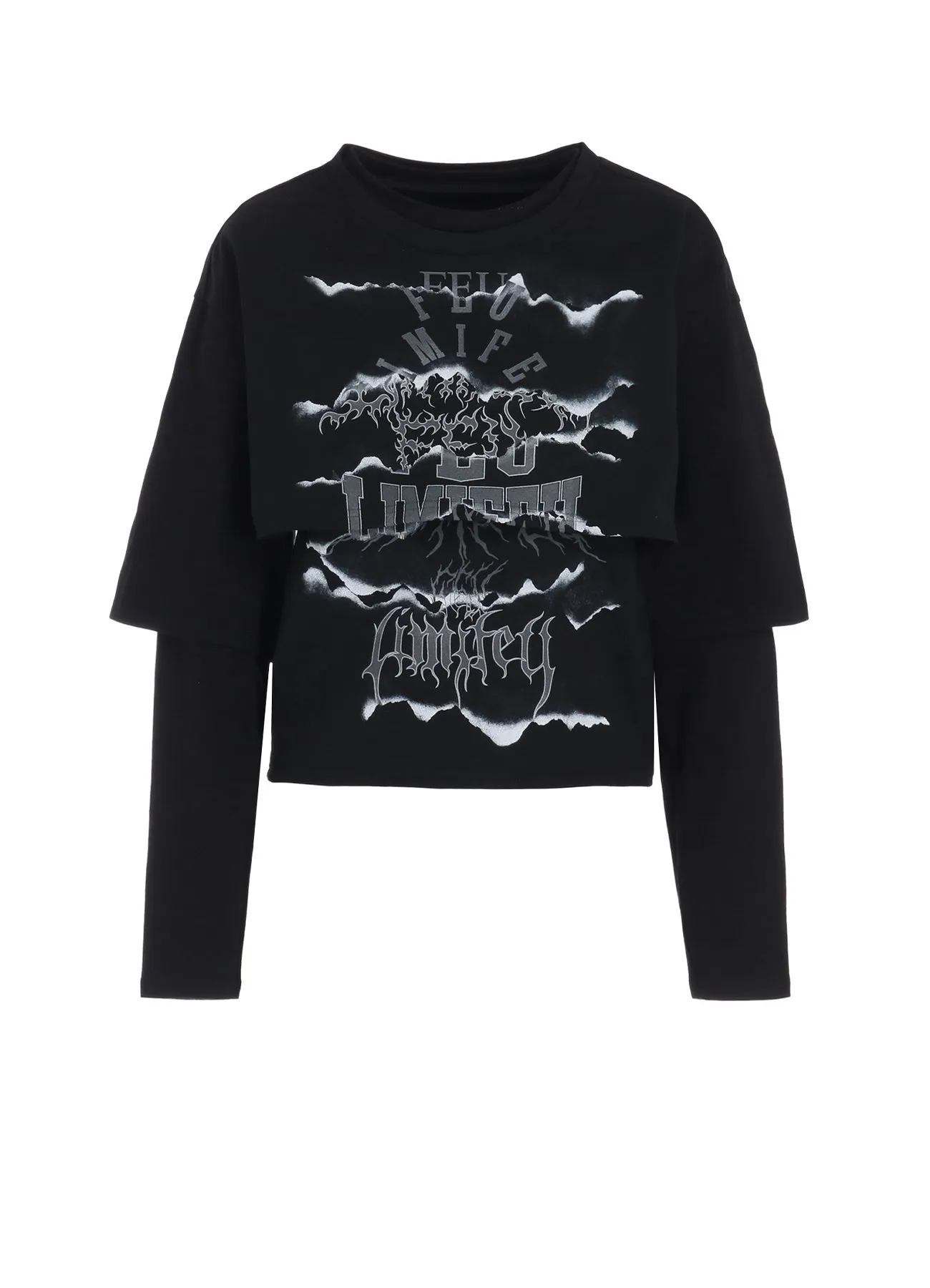 LOGO COLLAGE PRINTED LAYERED SEPARATE LONG SLEEVE T-SHIRT sold by Yohji Yamamoto
