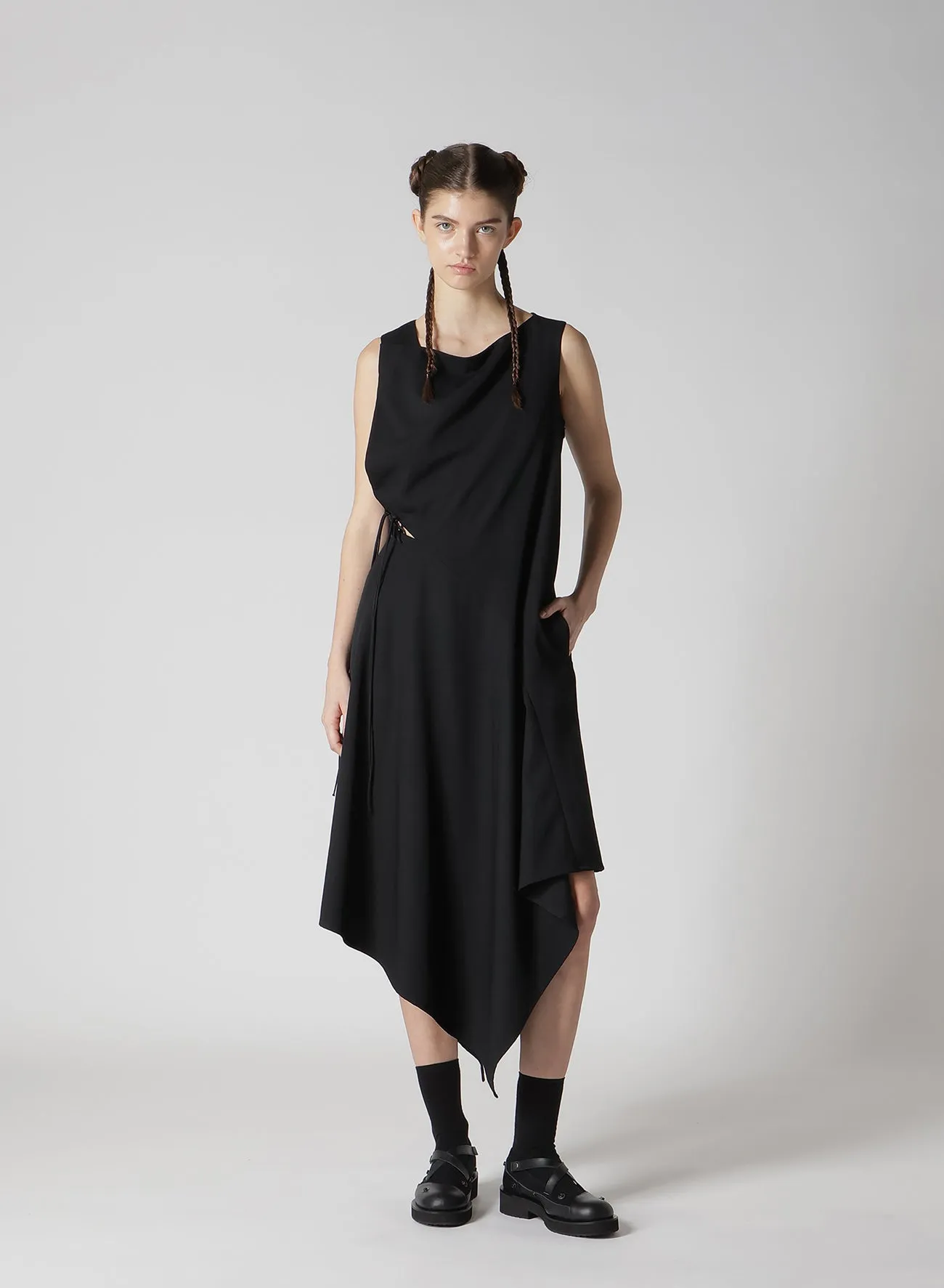WOOL GABARDINE WAIST LAVE-UP DRESS sold by Yohji Yamamoto product image thumbnail 4