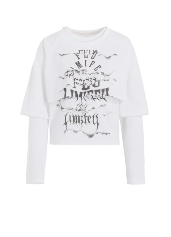 LOGO COLLAGE PRINTED LAYERED SEPARATE LONG SLEEVE T-SHIRT sold by Yohji Yamamoto