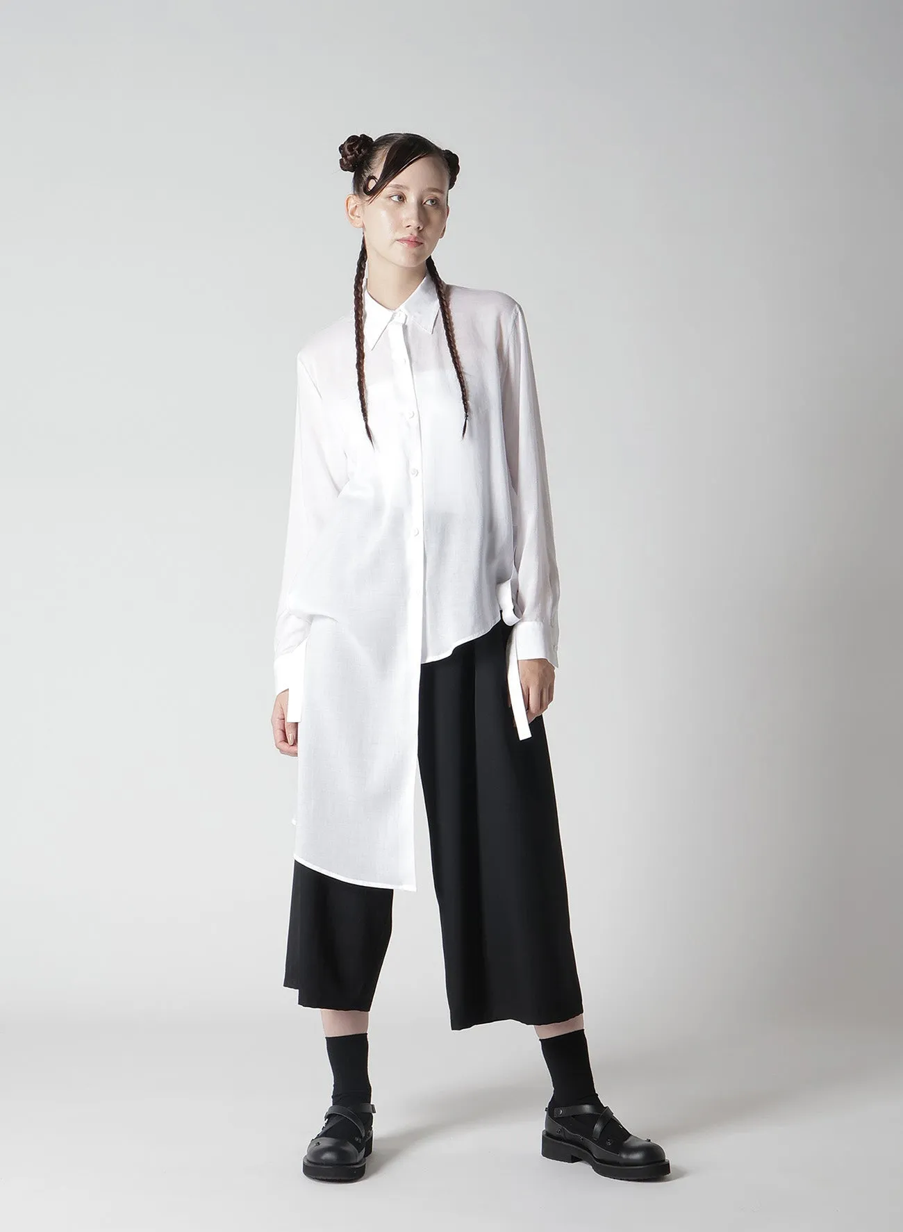 WOOL GABARDINE WAIST STRING TUCK PANTS sold by Yohji Yamamoto product image thumbnail 4