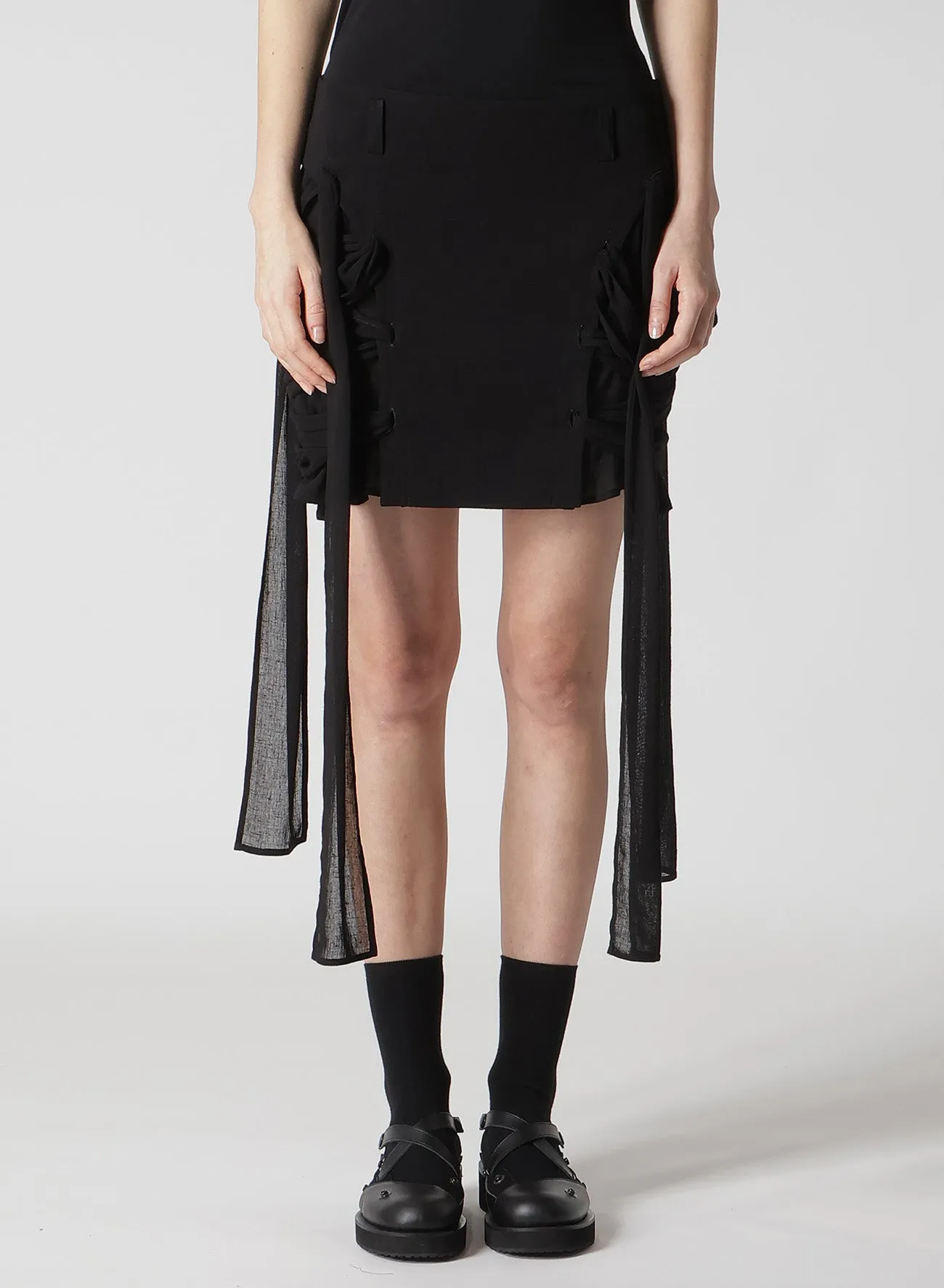 GAUZE RIBBON LACE-UP SHORT SKIRT sold by Yohji Yamamoto product image thumbnail 5