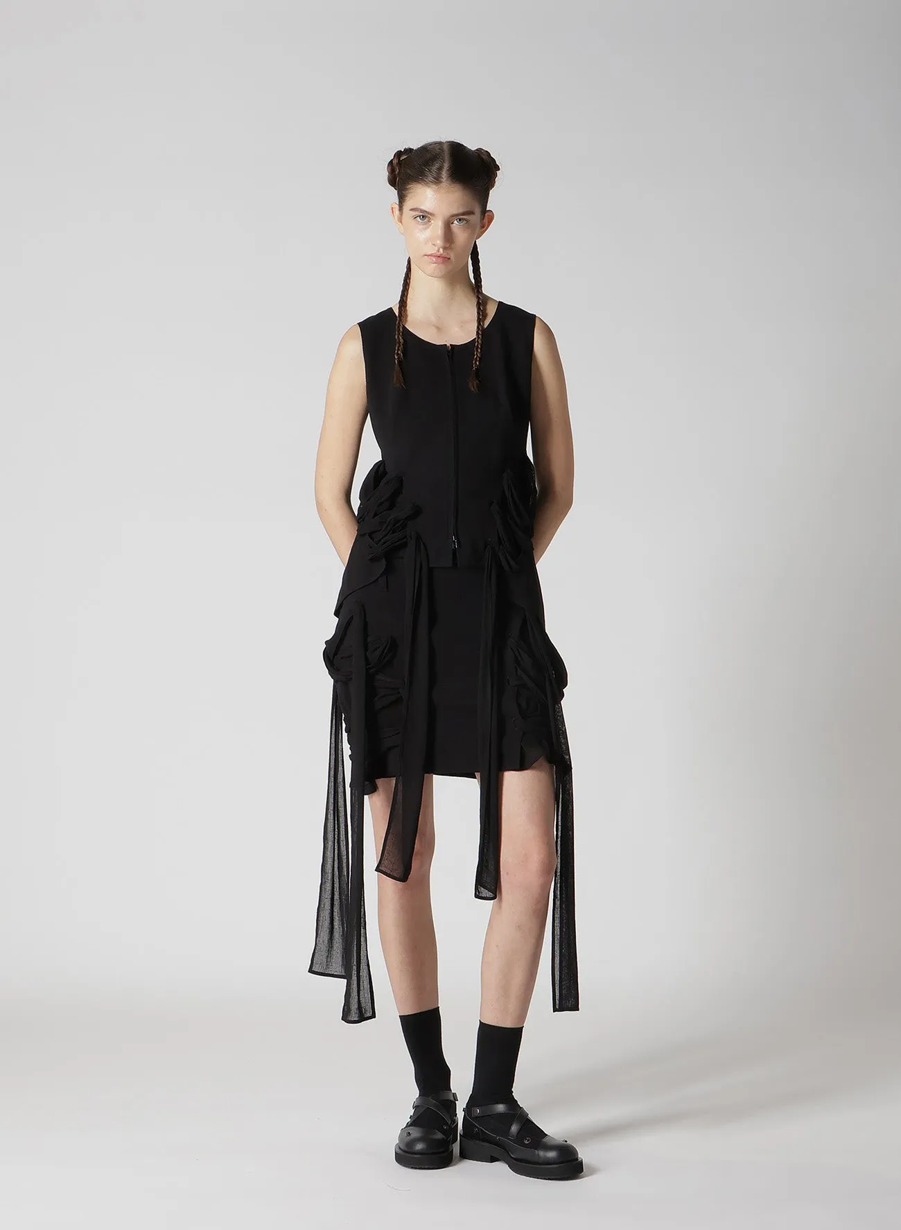 GAUZE RIBBON LACE-UP SHORT SKIRT sold by Yohji Yamamoto product image thumbnail 4