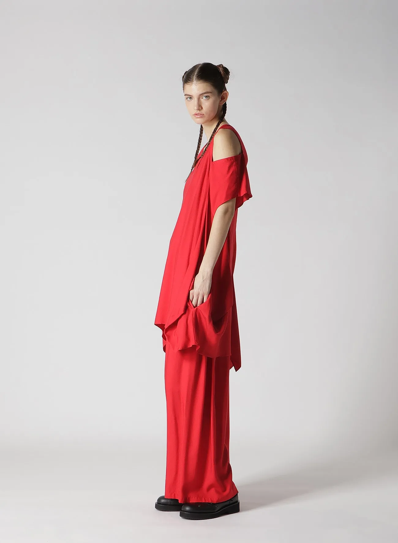 BACK SATIN CROSS OPEN SHOULDER BLOUSE sold by Yohji Yamamoto product image thumbnail 4