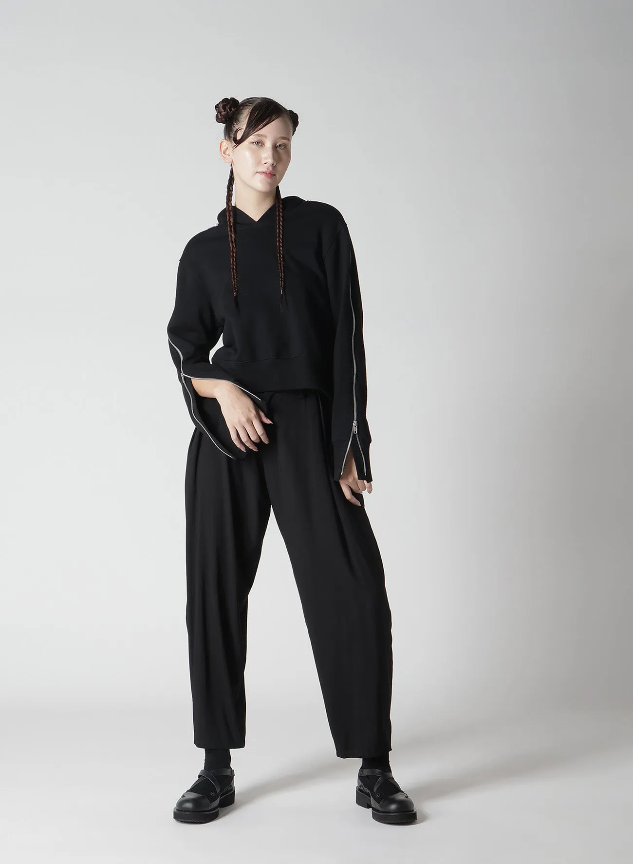 SHORT FLEECE LINING ZIP SLEEVE HOODIE sold by Yohji Yamamoto product image thumbnail 4