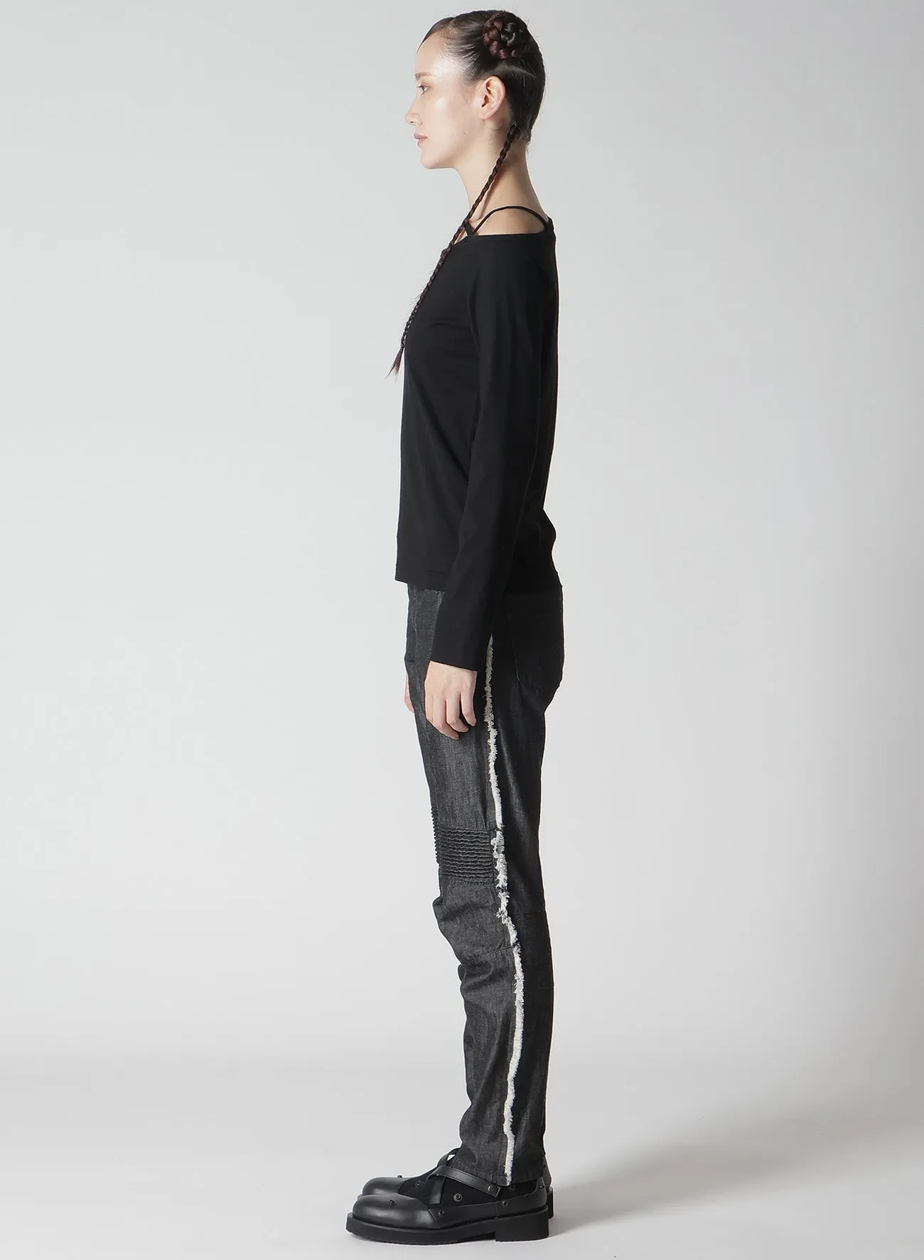PLAIN STITCH STRING DETAIL LONG SLEEVE T-SHIRT sold by Yohji Yamamoto product image thumbnail 5