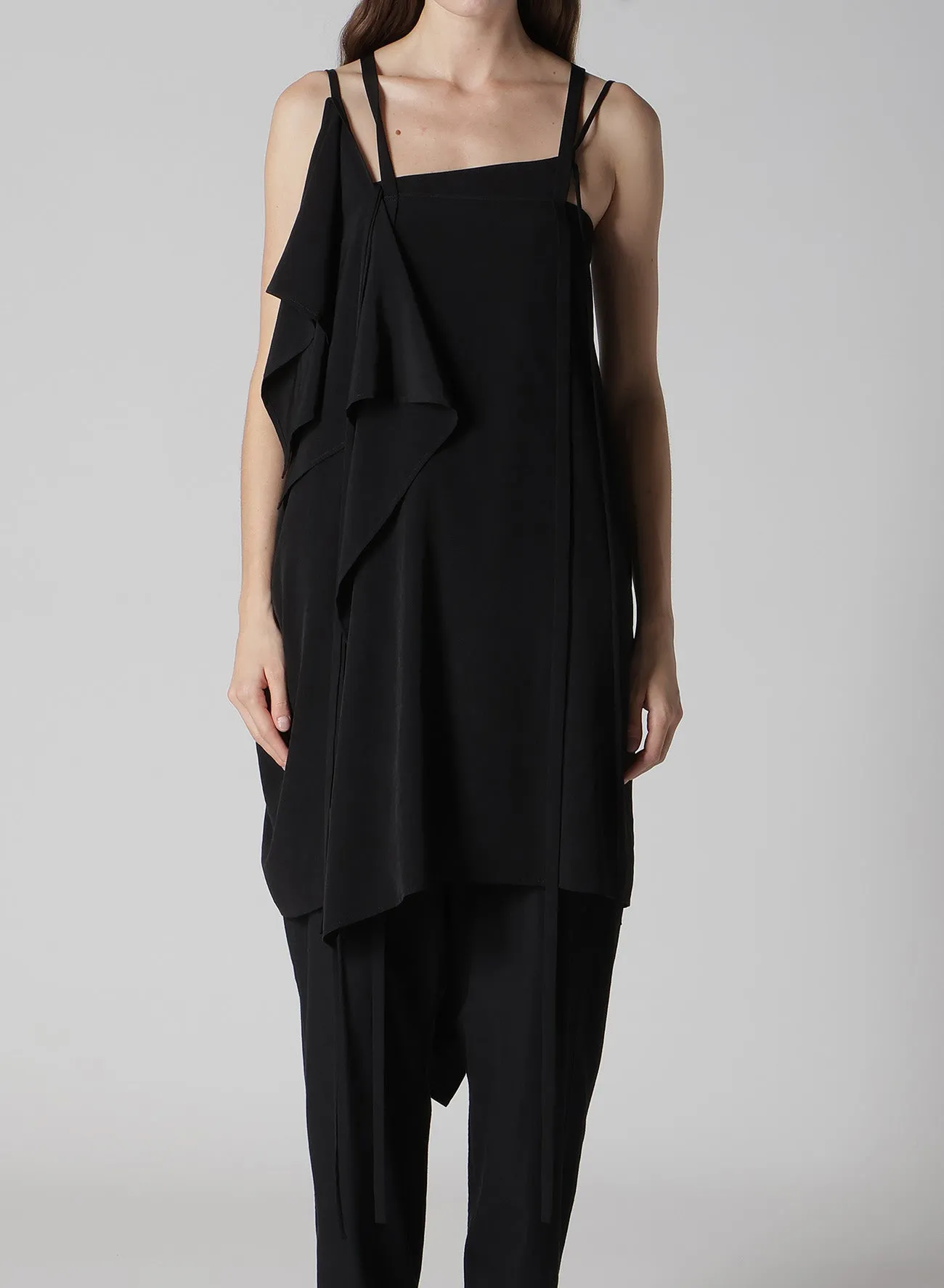 TA/PE CREPE DE CHINE R DRAPED STRING DRESS sold by Yohji Yamamoto product image thumbnail 2