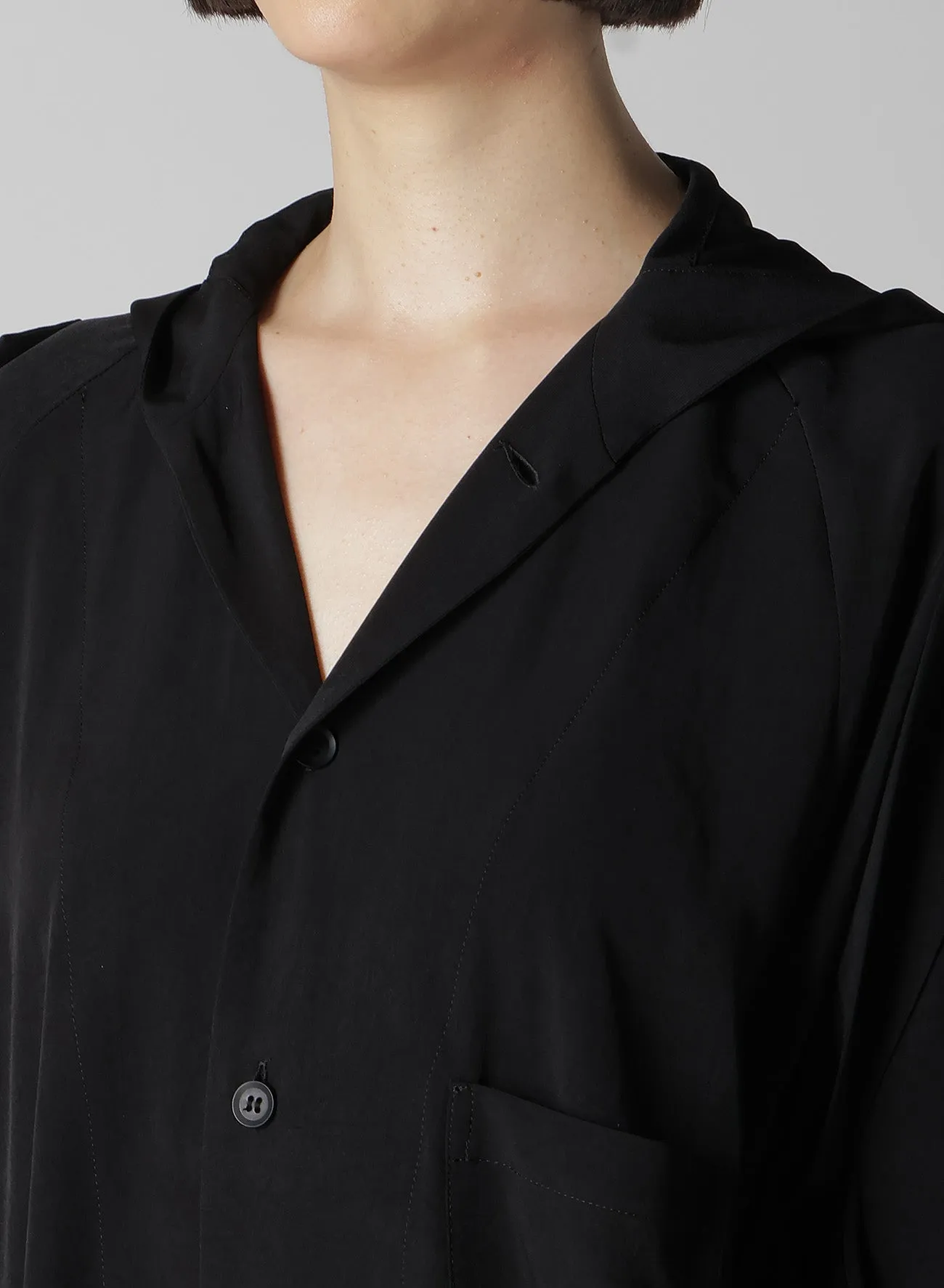 TA/PE CREPE DE CHINE HOODED DRESS sold by Yohji Yamamoto product image thumbnail 3