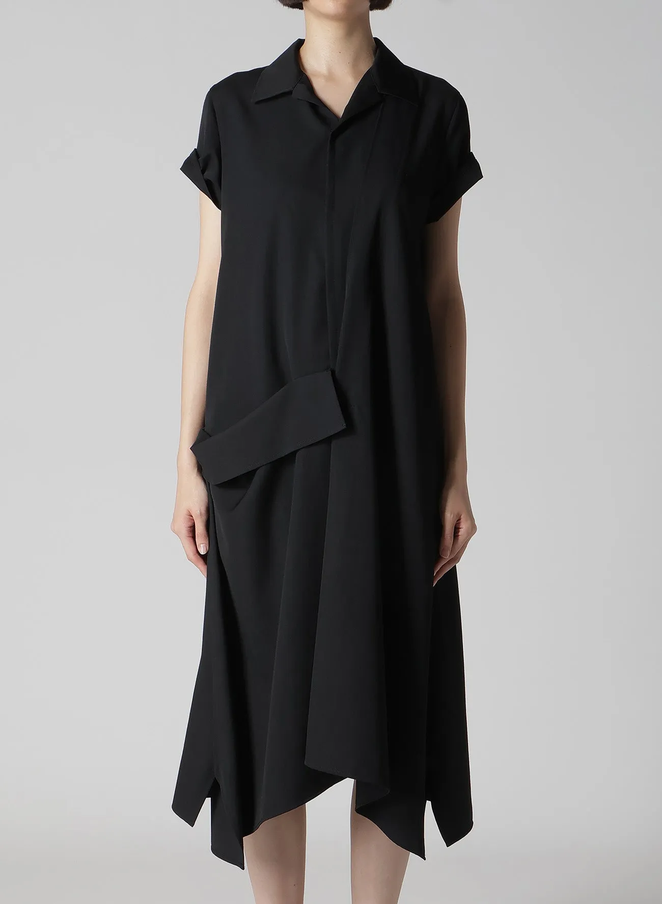 GABARDINE R DRAPED SHIRT DRESS sold by Yohji Yamamoto product image thumbnail 2