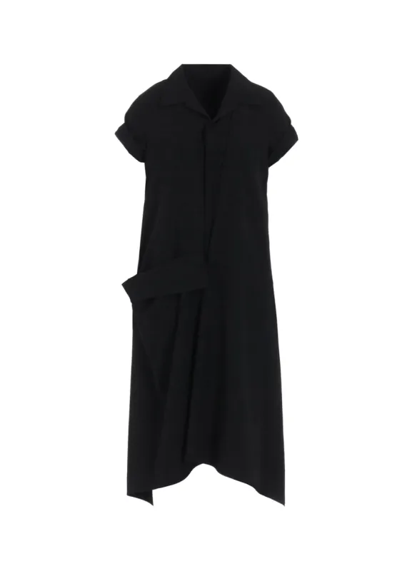 GABARDINE R DRAPED SHIRT DRESS made by Yohji Yamamoto