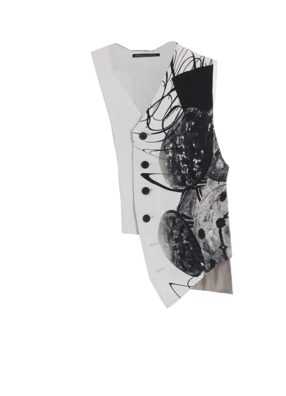 CLOCK PRINT ASYMMETRY VEST sold by Yohji Yamamoto