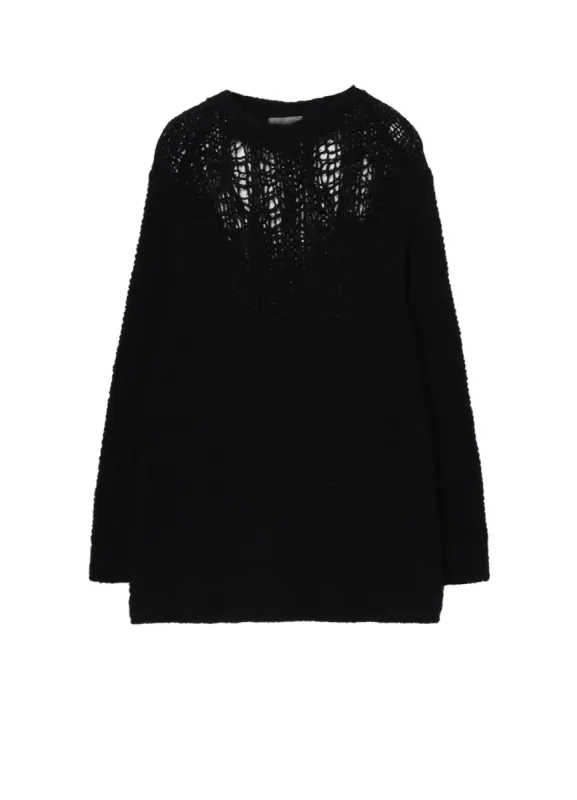 HAND KNITTED DAMAGE PROCESSED GARTER ROUND NECK LONG SLV sold by Yohji Yamamoto