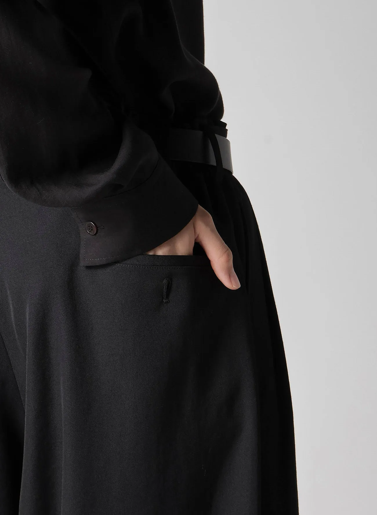 WOOL GABARDINE TAB DETAIL WIDE PANTS sold by Yohji Yamamoto product image thumbnail 5