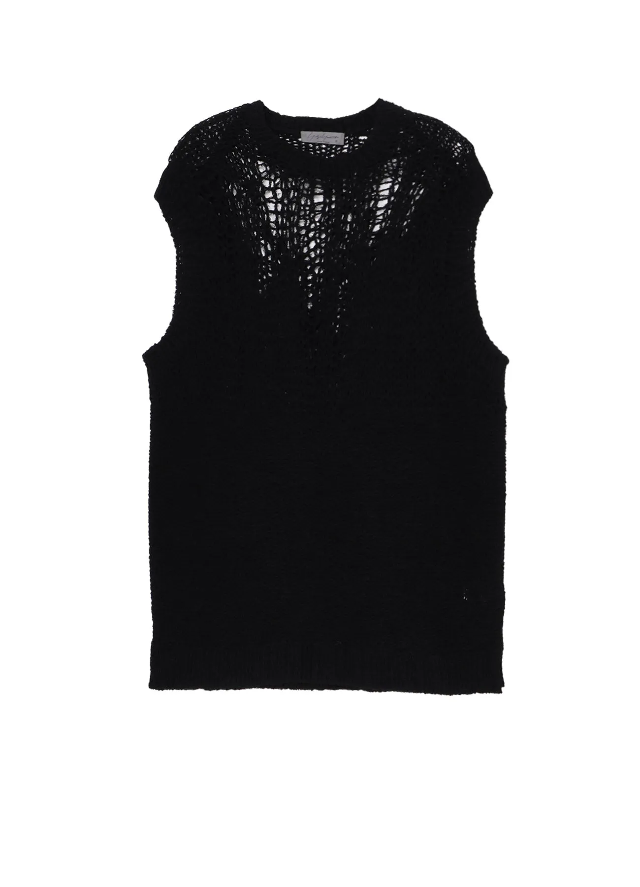 HAND KNITTED DAMAGE PROCESSED GARTER ROUND NECK VEST sold by Yohji Yamamoto