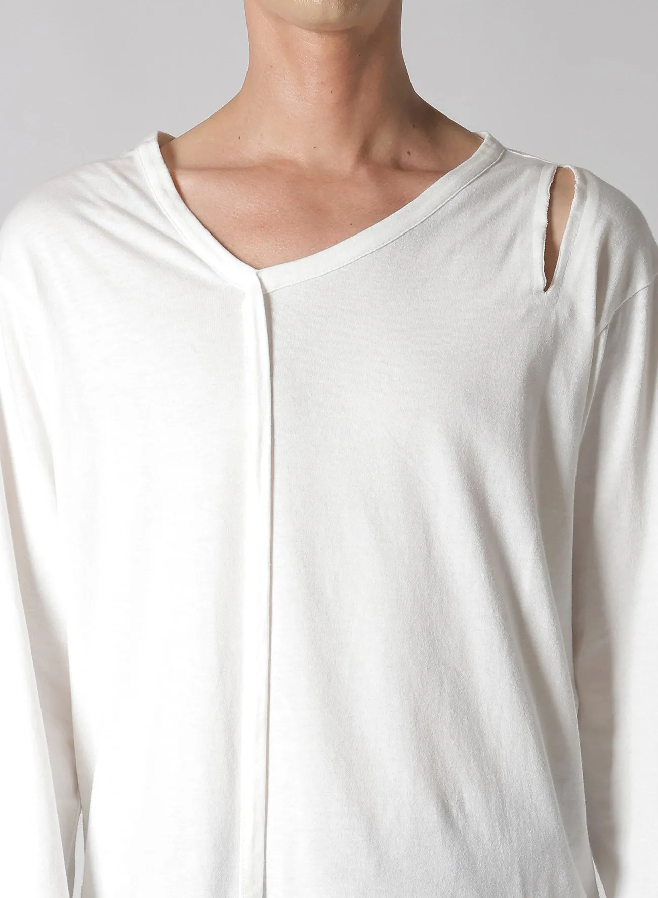 SINGLE JERSEY BINDER V NECK LONG SLEEVE sold by Yohji Yamamoto product image thumbnail 4
