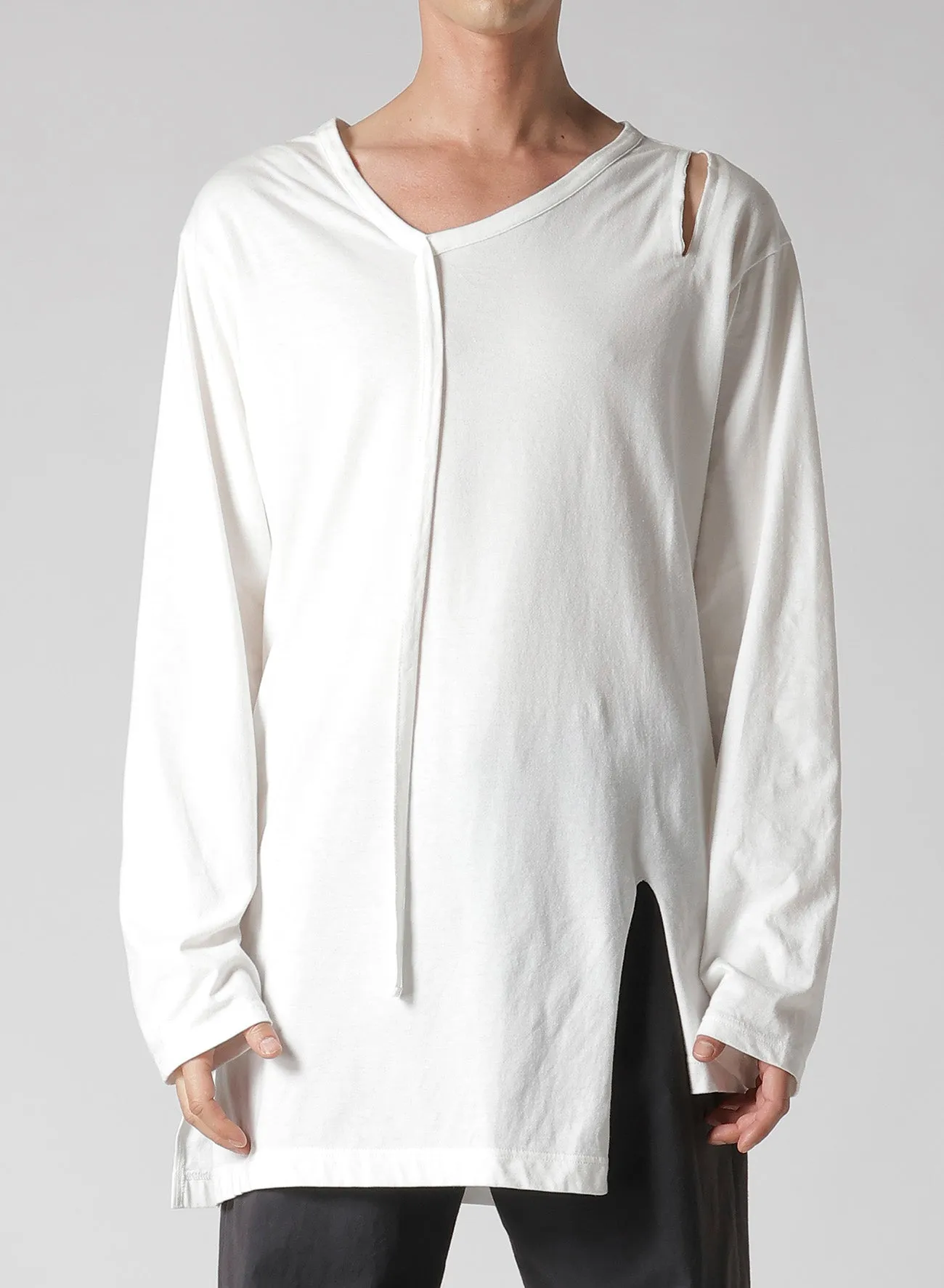 SINGLE JERSEY BINDER V NECK LONG SLEEVE sold by Yohji Yamamoto product image thumbnail 2
