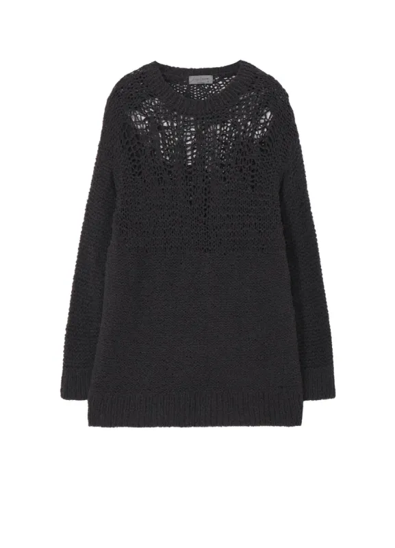 HAND KNITTED DAMAGE PROCESSED GARTER ROUND NECK LONG SLV sold by Yohji Yamamoto