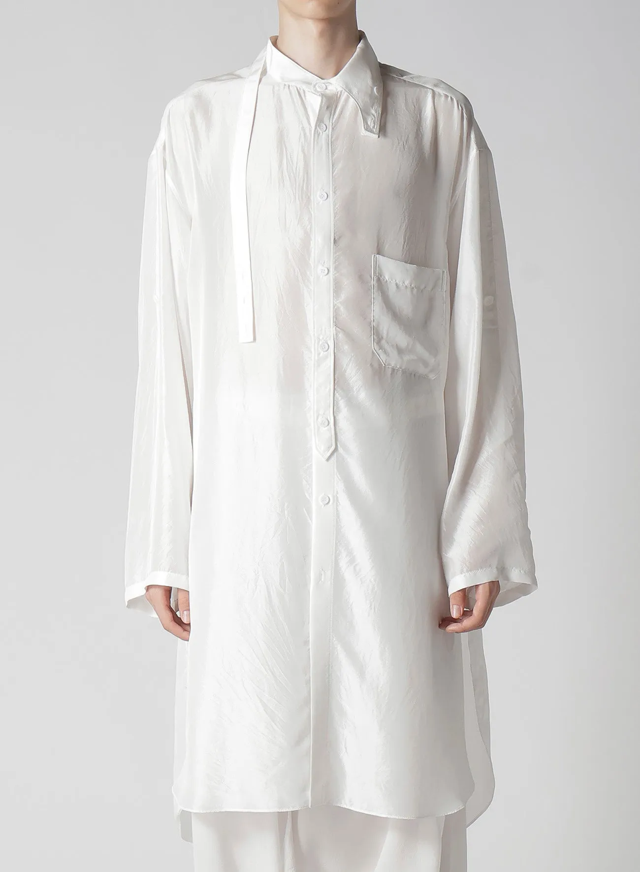 10M SILK ASYMMETRY COLLAR SHIRT sold by Yohji Yamamoto product image thumbnail 2