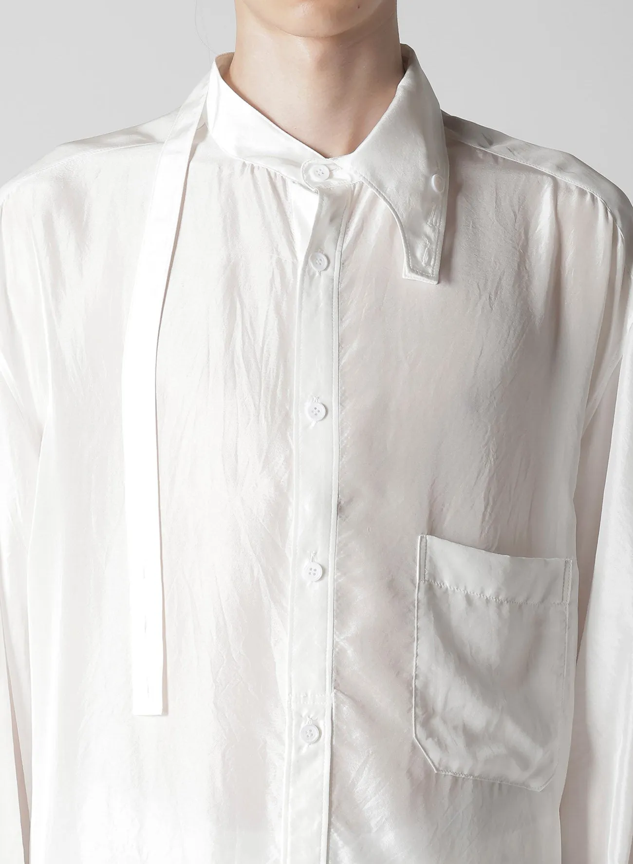 10M SILK ASYMMETRY COLLAR SHIRT sold by Yohji Yamamoto product image thumbnail 3