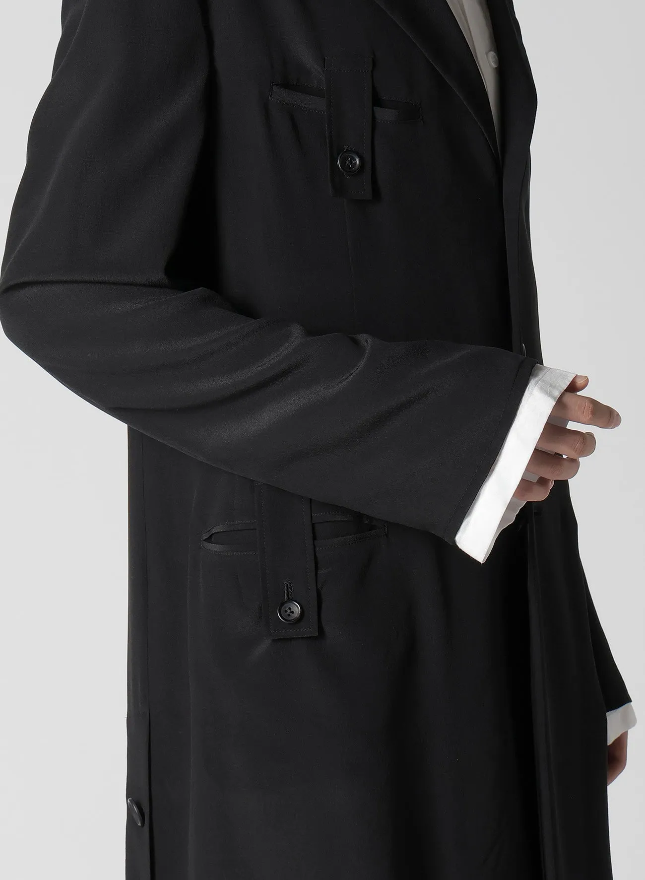 12M SILK DECINE TAB LONG JACKET sold by Yohji Yamamoto product image thumbnail 4