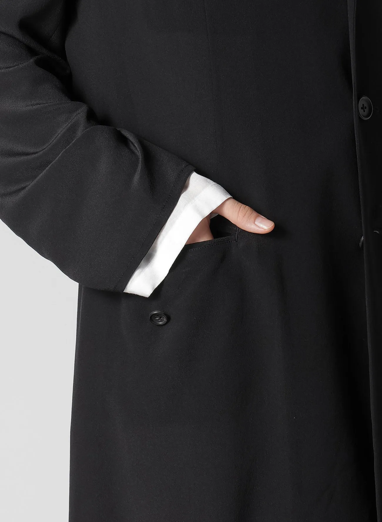 12M SILK DECINE TAB LONG JACKET sold by Yohji Yamamoto product image thumbnail 5