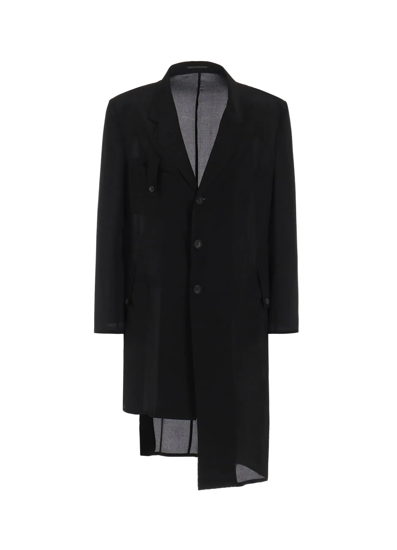 12M SILK DECINE TAB LONG JACKET sold by Yohji Yamamoto