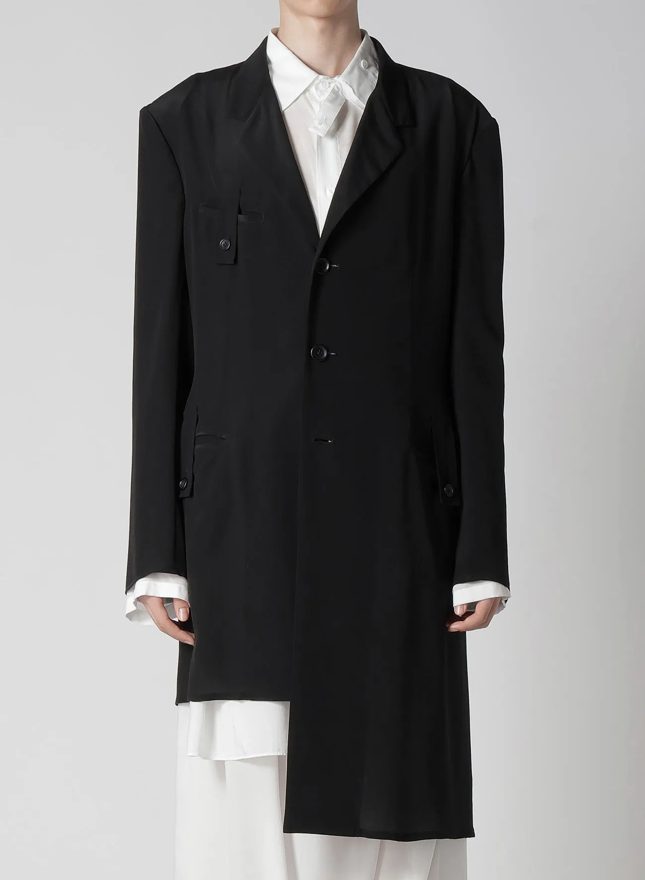 12M SILK DECINE TAB LONG JACKET sold by Yohji Yamamoto product image thumbnail 2