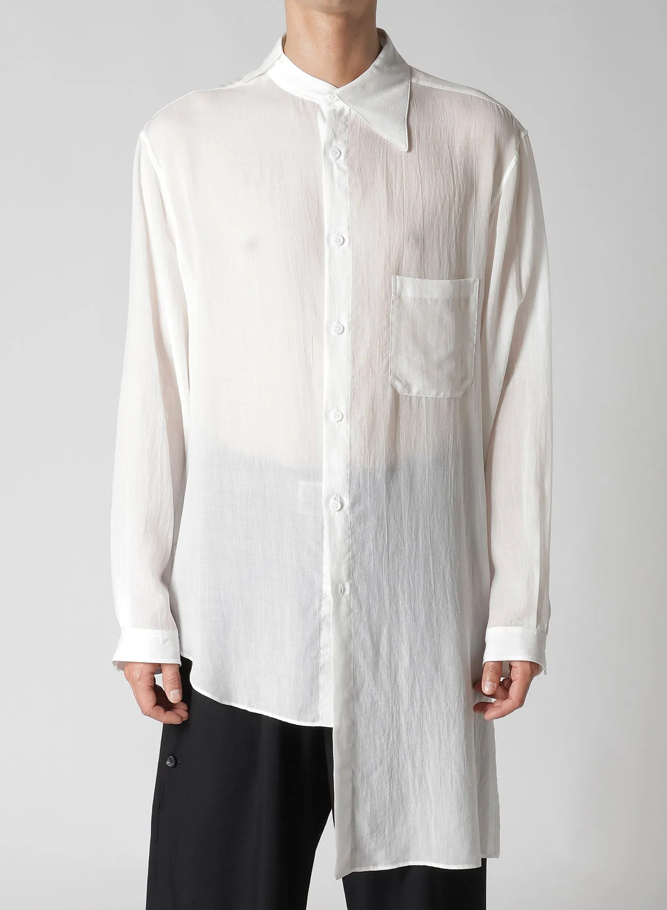 60 CELLULOSE LOAN UNBALANCED COLLAR BLOUSE sold by Yohji Yamamoto product image thumbnail 2