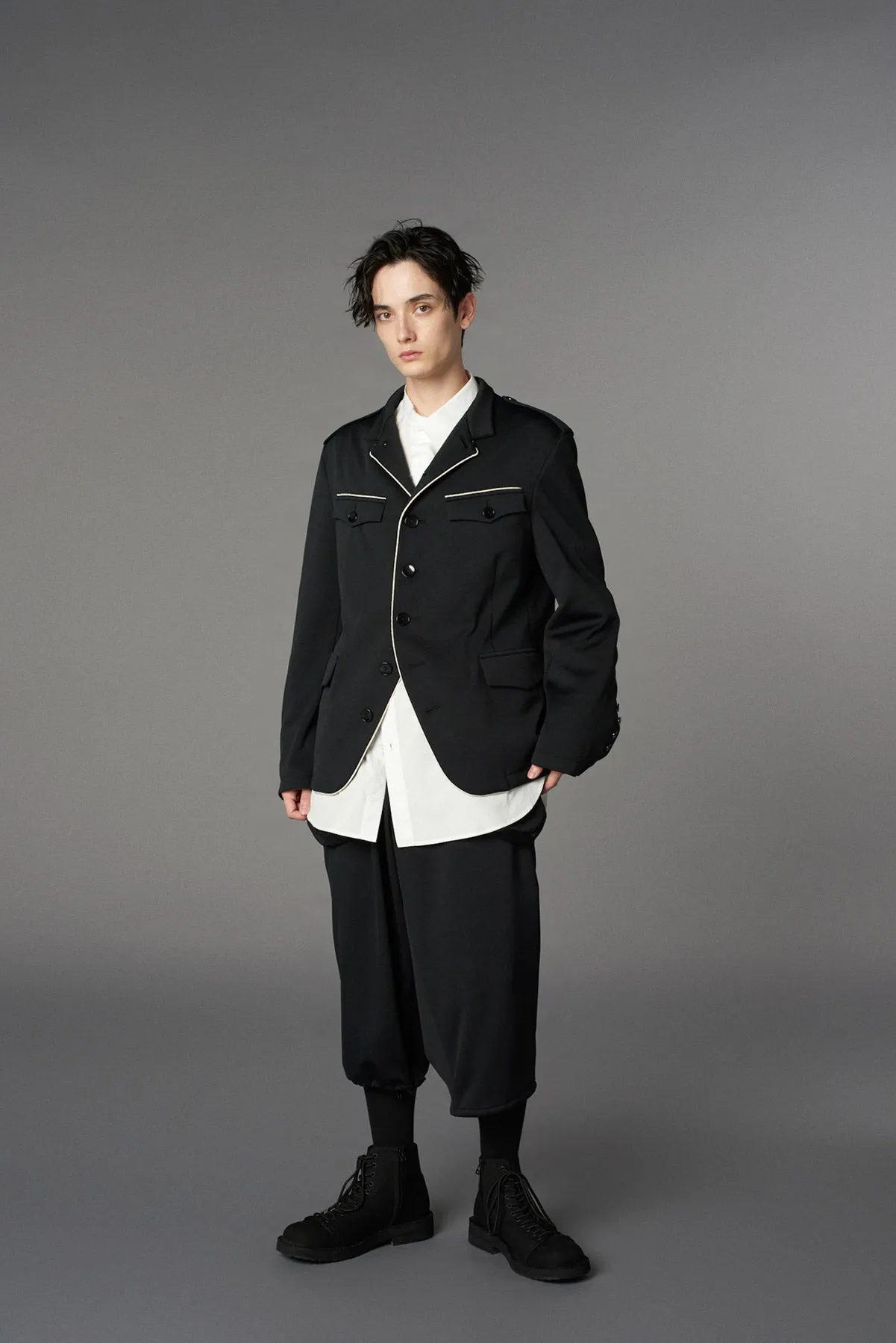 POLYESTER SMOOTH PIPING SHORT JACKET sold by Yohji Yamamoto product image thumbnail 2
