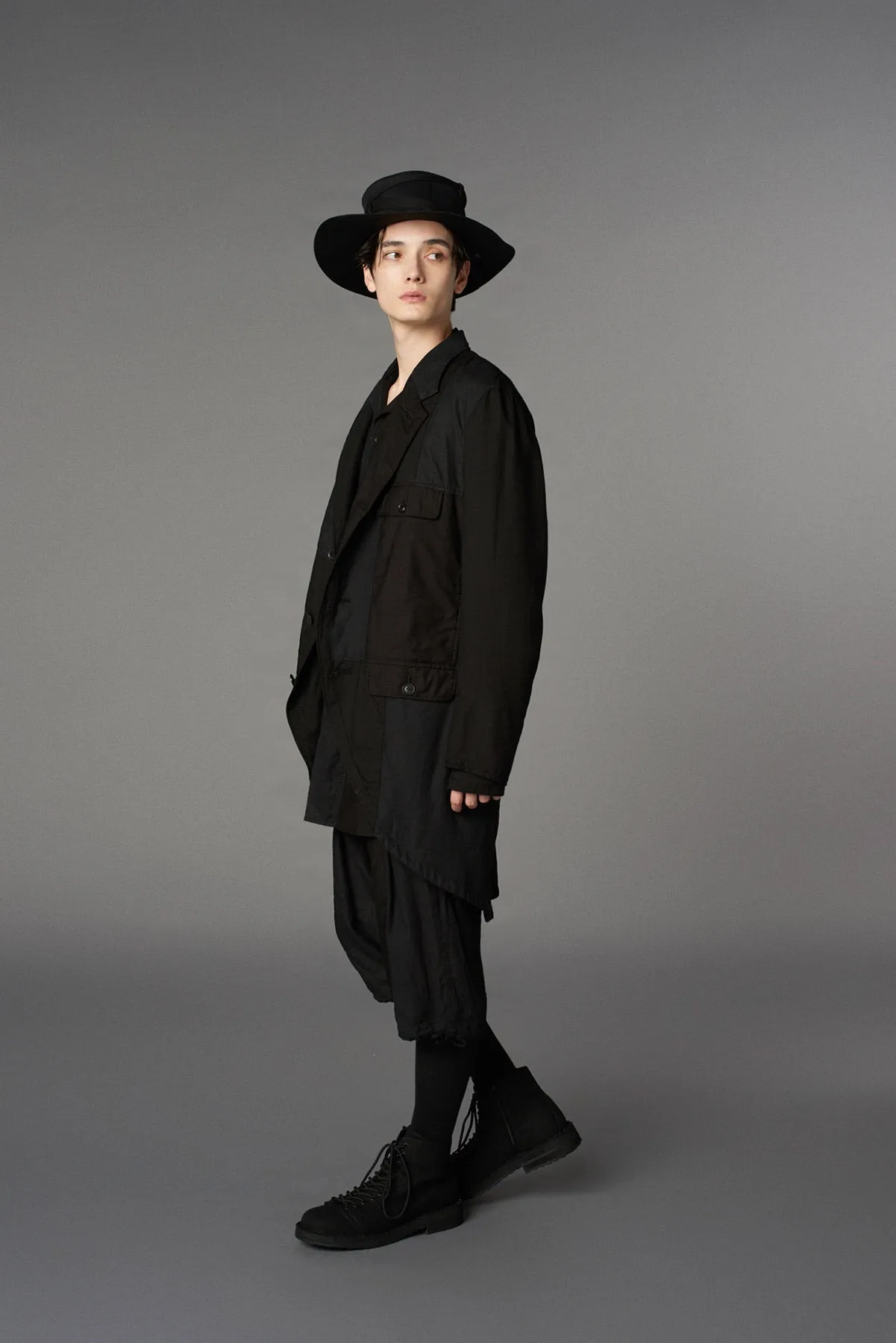 CUBISM PATCHWORK PRODUCT DYED SWITCHING FRONT HEM WIDE CUT JACKET sold by Yohji Yamamoto product image thumbnail 3